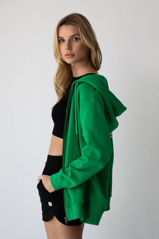 Olive Zipper Hoodie - Emerald