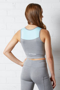 Eliza Sports Crop - Marle Grey / Aqua